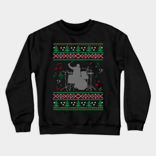 Drums Ugly Christmas Sweater Crewneck Sweatshirt by uglygiftideas